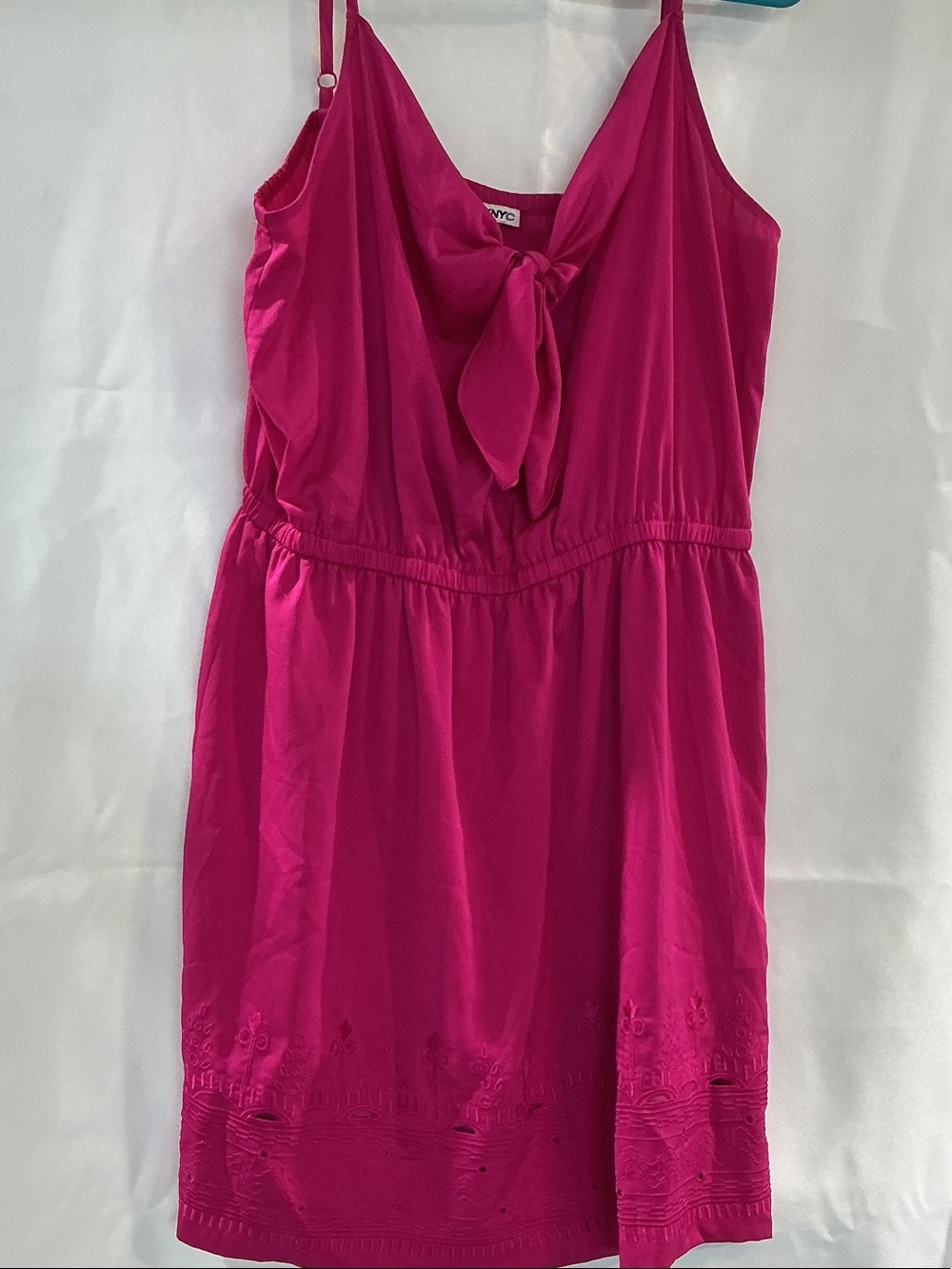 DKNYC Bright Fuchsia Tie-Front Midi Dress
